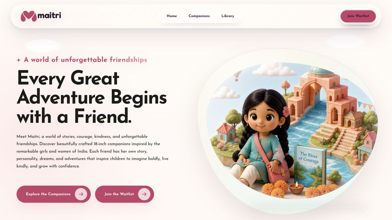 Maitri story-led homepage