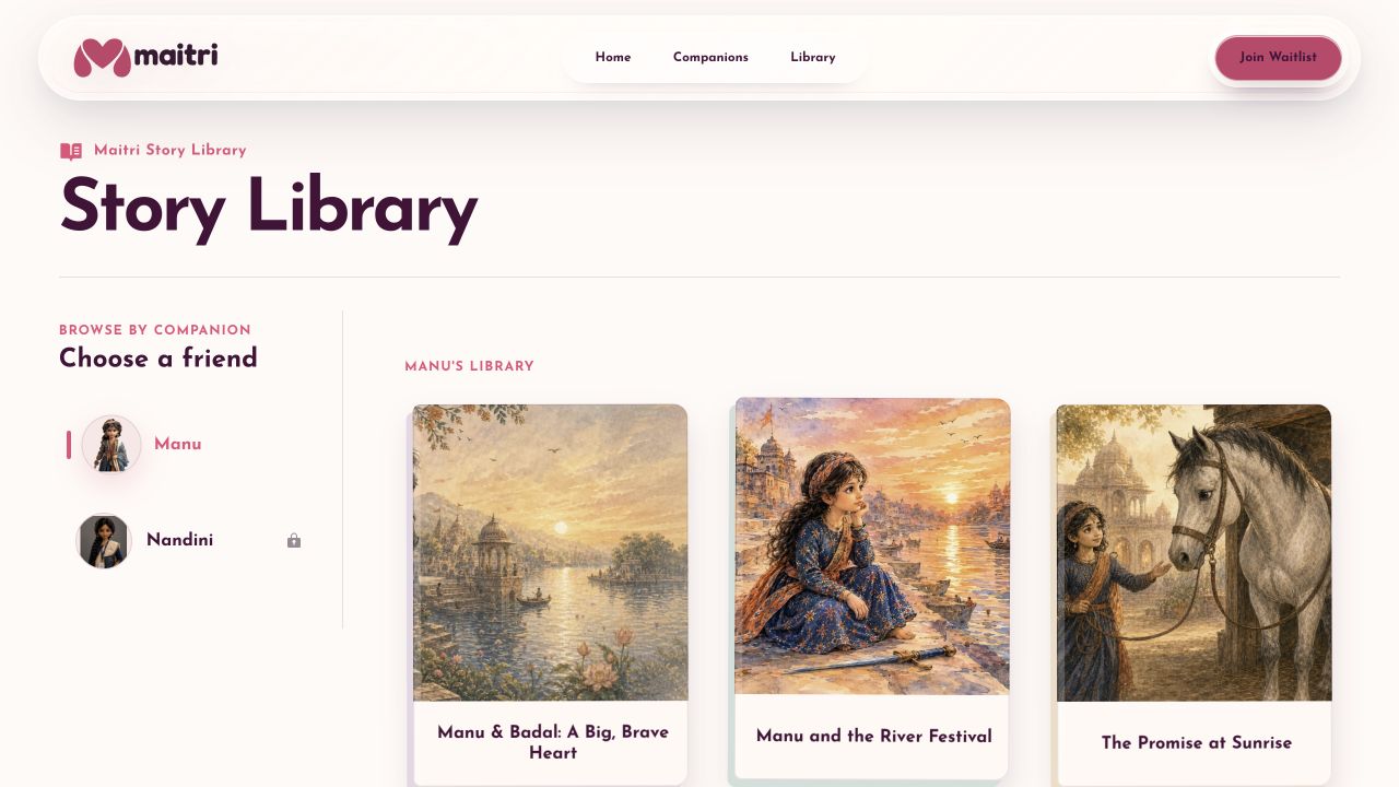 Maitri story library interface